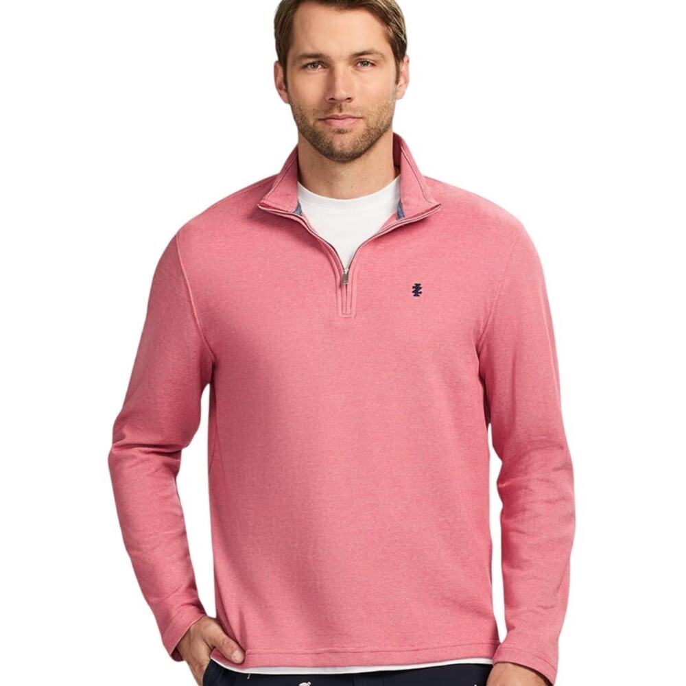 Izod Men Performance Comfort Quarter Zip Long Sleeve Pullover Holly Berry Medium